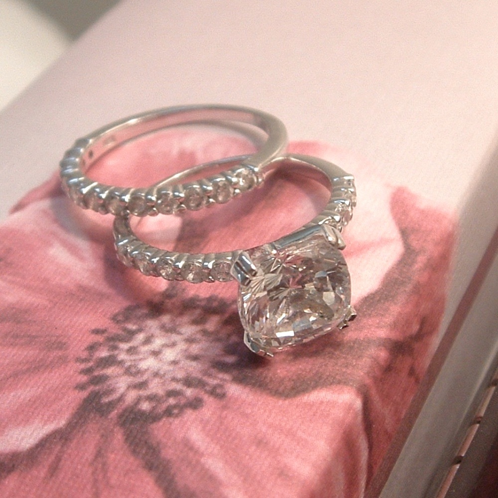 Absolute HSN Radiant Cut CZ Engagement Ring Set